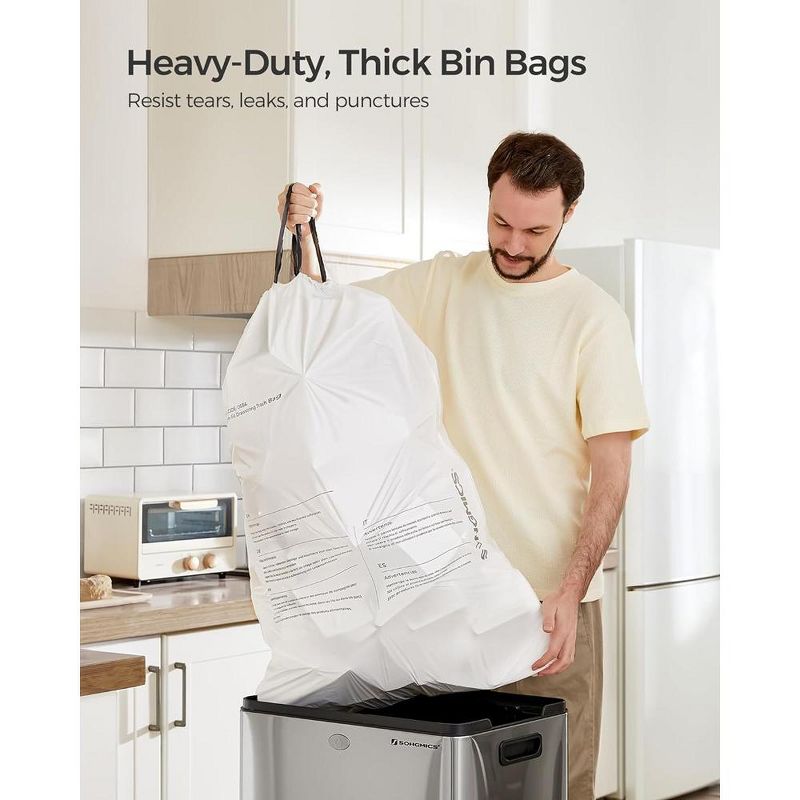SONGMICS Trash Bags, Compatible with SONGMICS Motion Sensor Trash Can 13 Gallon, Drawstring Kitchen Garbage Bags, 2 of 9