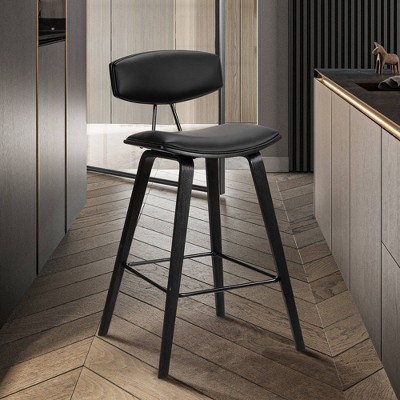 25.5" Fox Faux Leather Wood Counter Height Barstool - Armen Living