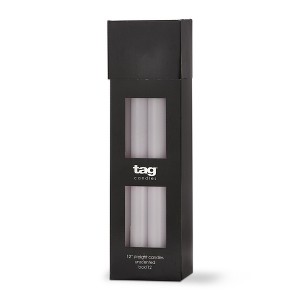 TAG Color Studio 12" Straight Taper Unscented Smokeless Paraffin Wax Candle White, Burn Time 12 hrs. Set 12 - 1 of 2