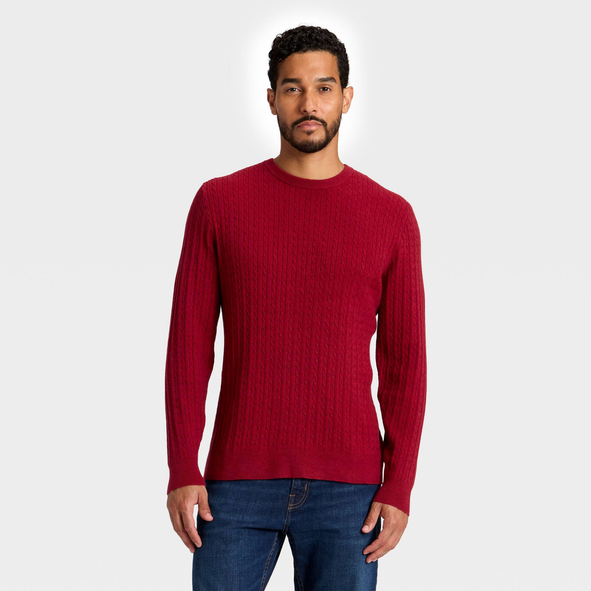 Men's Soft Knit Cable Sweater - Goodfellow & Co™ Red