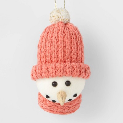 Knit Snowman Head Christmas Tree Ornament Orange - Wondershop™