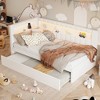 TIRAMISUBEST Upholstered Twin/Full Size Daybed with USB Ports and LED Belt, Modern L-Shaped Daybed Frame Sofa Bed with Trundle and Storage Headboard - 4 of 4