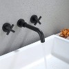 Gulches Wall Mounted Dual Handle Bathroom Sink Faucet - Classic Cross Design, Pop-Up Drain (No Overflow) - 2 of 4
