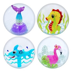 4E's Novelty 3D Beach Balls, Summer Toys for Kids - 4 pcs Mini Beach Balls for Toddlers 1-3 - 1 of 4
