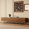 82.83” Mid-Century Modern Solid Wood Relief TV Stand - 3 Drawers, Metal Legs & Ventilation Holes - 2 of 4