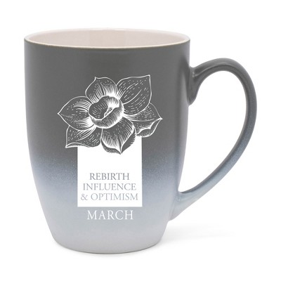 Elanze Designs Rebirth Influence And Optimism March Two Toned Ombre Matte Gray and White 12 ounce Ceramic Stoneware Coffee Cup Mug