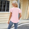 Womens Square Neck Pleated Blouse with Flutter Sleeve Eyelet Embroidered Curved Hem Tops with Circular Sleeve Textured Summer Tunic Blouse - 2 of 3