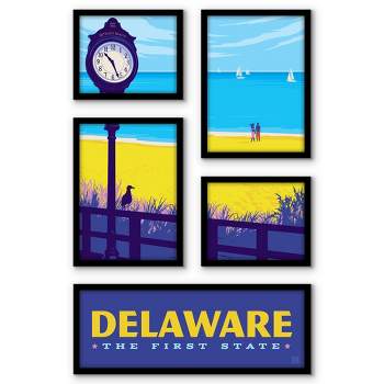 Americanflat Delaware State Pride 5 Piece Grid Wall Art Room Decor Set - coastal Modern Home Decor Wall Prints