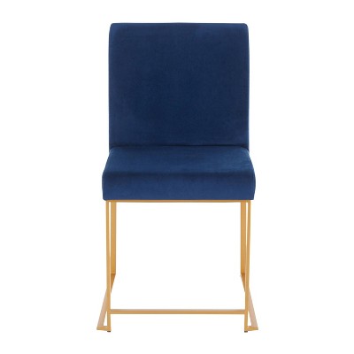 Fuji Luxe Blue Velvet Gold Metal High Back Side Chair