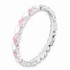 Black Bow Jewelry 2.5mm Sterling Silver Stackable Pink & White Enamel Heart Band - 3 of 4