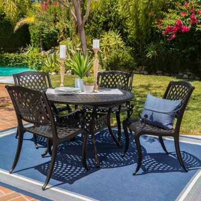 Carysfort 5pc Aluminum Dining Set - Black Sand - Christopher Knight Home