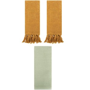 REGALWOVEN 3 Packs Cotton Soft Absorbent Tassels and Waffle Decorative Hand Towel - 1 of 4