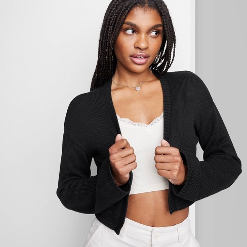 Women's Cropped Cardigan - Wild Fable™ Black M : Target