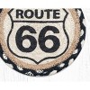 Earth Rugs Large Round Coaster – Route 66 Print in Braided Jute, 7"x7" Rustic Americana Table Accent - 3 of 3