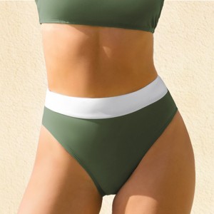 Women's Color Block High-Waisted Bikini Bottoms - Cupshe - 1 of 4