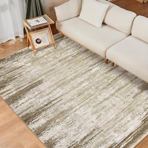 Modern Abstract Washable Rug – Non-Slip, Low Pile, Non-Shedding, Distressed Thin Design for Living Room, Bedroom, Dining Room, Office. - 1 of 4