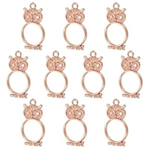 Unique Bargains DIY Crafts Earrings Necklace Bracelet Making Alloy Open Back Owl Bezel Pendants 10 Pcs - 1 of 4