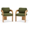 Boucle Modern Dining Chairs Set of 2 with Curved Arms,Rubberwood Frame Dining Chair with Cushions,Accent Dining Chair for Dining Room-Coolbibila - 3 of 4