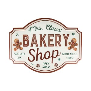 Northlight Gingerbread "Mrs. Claus' Bakery Shop" Metal Christmas Wall Sign - 18" - 1 of 4