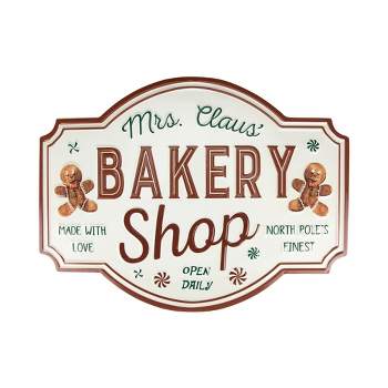 Northlight Gingerbread "Mrs. Claus' Bakery Shop" Metal Christmas Wall Sign - 18"