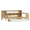 TIRAMISUBEST Wooden Twin/Full Size L-Shape Daybed with 7 Cabinets and 2 Storage Drawers, Multi-functional Sofa Bed with Study Desk and Bookshelf - 3 of 4