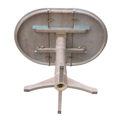 Washed Gray Taupe Solid Wood 36" Round Extendable Dining Table