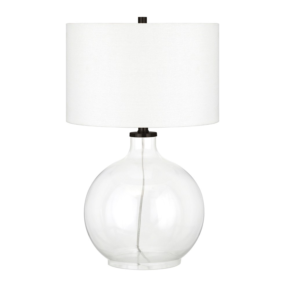 Hampton & Thyme 24.75" Tall Table Lamp with Fabric Shade Clear Glass/Blackened Bronze/White