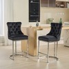 26" Counter Height Bar Stools Set of 2, Modern Velvet Barstools Upholstered Kitchen Island Chairs with Sturdy Chromed Metal Base Legs - 2 of 4