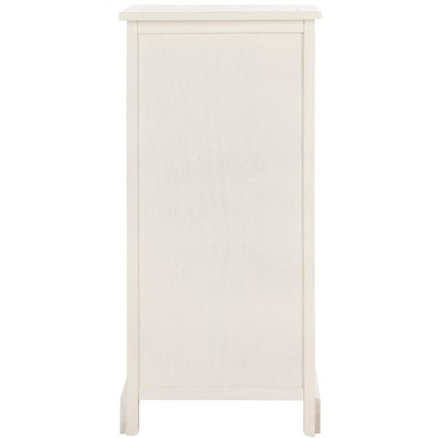 Distressed Cream Pine Wood Tall Accent Cabinet