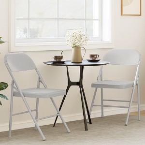 All-Steel Folding Chairs with Backrest, Heavy Duty Metal Foldable Dining Chair Set, Hold Up to 350 LBS, Portable Chair for Indoor & Outdoor Events - 1 of 4