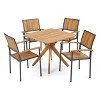 Christopher Knight Home Alametos Outdoor Industrial Acacia Wood 5 Piece Dining Set, Teak and Black - 2 of 4