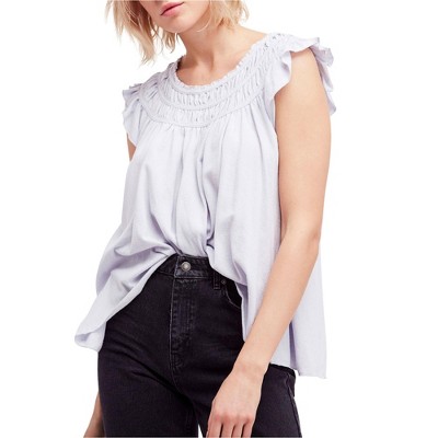 Free People Womens Coconut Gathered Basic T-Shirt