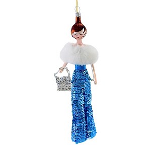 De Carlini Italian Ornaments 7.0 Inch Zsa Zsa In Aqua Sequin Ballgown Christmas Tree Ornament , Elegance Formal Holiday (1PC) - 1 of 3