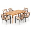 Costway 7 PCS Patio Acacia Wood Dining Set with Soft Seat Cushions Umbrella Hole Outdoor - 2 of 4