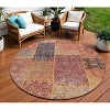 Red Orange And Blue Patchwork Washable Indoor Outdoor Area Rug - 2 of 4