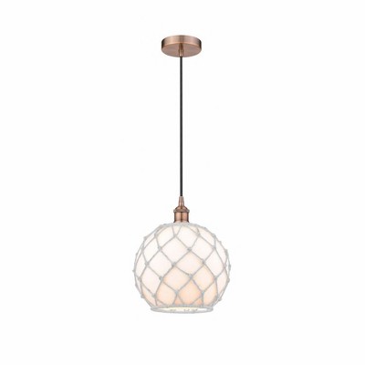 Farmhouse Rope - 1 Light Mini Pendant In Industrial Style-12.75 Inches Tall and 10 Inches Wide