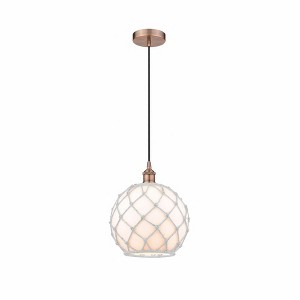 Farmhouse Rope - 1 Light Mini Pendant In Industrial Style-12.75 Inches Tall and 10 Inches Wide - 1 of 1