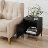 2PCS Rattan Nightstand, Rattan End Table with Hidden Retractable Desktop - 3 of 4