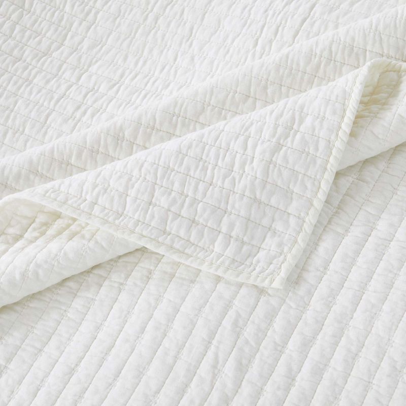 Greenland Home Fashions Monterrey Finely Stitched Throw Blanket Classic Solid Color Style 50" x 60" Antique White, 4 of 5