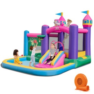 Costway 6-in-1 Kids Inflatable Bounce House w/ 680W Blower Jumping Area Ball Pit Pools - 1 of 4