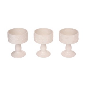 Transpac Set of 3 Ceramic Pedestal Christmas Decor Bowls for Festive Home Decorations and Holiday Cheer - 1 of 1