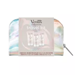 Venus for Pubic Hair & Skin Travel Kit - Includes Smoothing Exfoliator, 2-in-1 Cleanser, Soothing Serum & Travel Bag - Trial Size - 4pk
