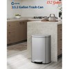 13 gal / 50 L Stainless Steel Kitchen Trash Can w/ Lid, Large Rustproof Garbage Can for Kitchen, Step-on Metal Trash Bin w/ Inner Bucket, Rear Handle - 2 of 4