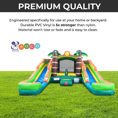 Tropical Inflatable Bounce House with Dual Water Slides