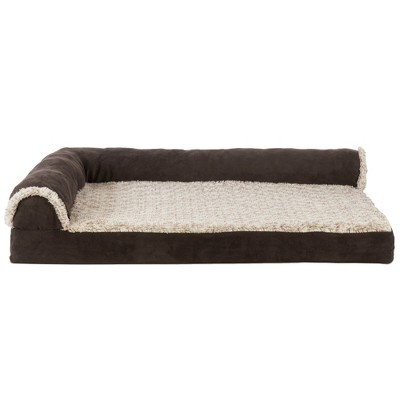 Medium Espresso Faux Fur & Suede Orthopedic Cooling Gel Foam Pet Bed