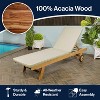 Mallorca 77.56"x23.62" Modern Classic Adjustable Acacia Wood Chaise Outdoor Lounge Chair with Cushion & Wheels - JONATHAN Y - 3 of 4