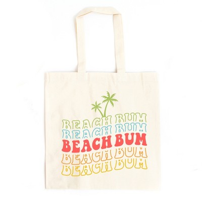 City Creek Prints Beach Bum Stacked Wavy Canvas Tote Bag - 15x16 - Natural