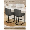 Bar Stools Set of 2, Modern Counter Height Bar Stools with Backrest Faux Leather Double Upholstered Barstools with Metal Frames for Kitchen Island - 2 of 4
