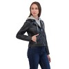 Juniors' Faux Leather Moto Jacket With Fleece Hood - Sebby - 3 of 4
