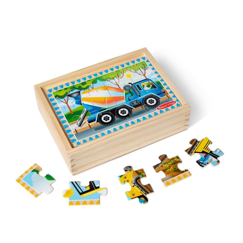 Melissa &#38; Doug Construction Vehicles 4-in-1 Wooden Jigsaw Puzzles (48pc), 1 of 16